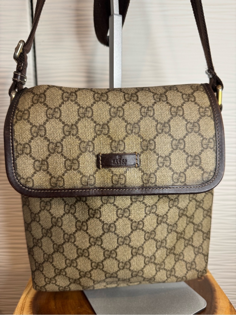 Gucci Tan & Dark Brown GG Canvas Crossbody Ba